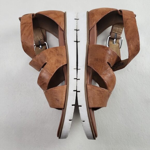 Sofft Mirabelle Strappy Leather Sandal Womens 7 Brown Gladiator Buckle Comfort - Picture 6 of 10